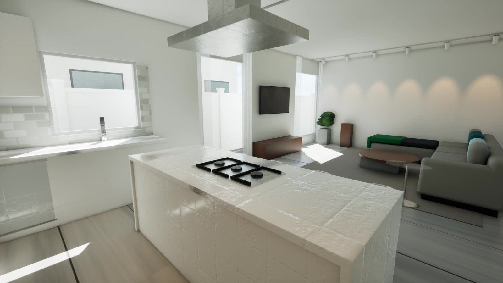 Kitchen before transformation: clean 3D render from our model
